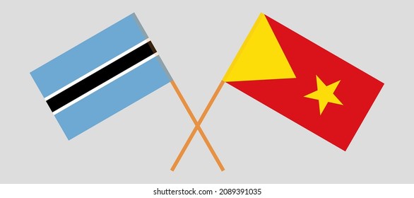 Banderas cruzadas de Botswana y Tigray. Colores oficiales. Proporción correcta