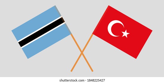 Crossed flags of Botswana and Turkey