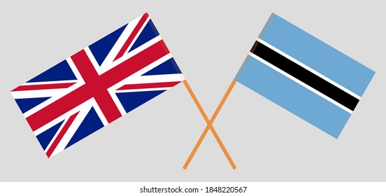 Crossed flags of Botswana and the UK