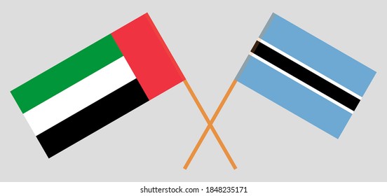 Banderas cruzadas de Botswana y los Emiratos Árabes Unidos