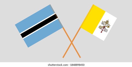 Crossed flags of Botswana and Vatican