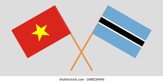 Crossed flags of Botswana and Vietnam