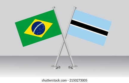 Crossed flags of Brazil and Botswana. Official colors. Correct proportion. Banner design