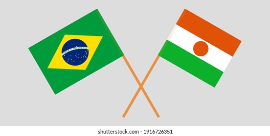 Crossed flags of Brazil and the Niger
