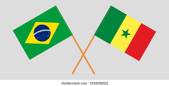 Crossed flags of Brazil and Senegal