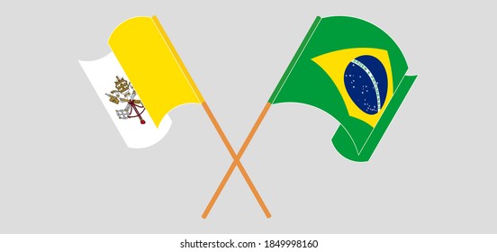 Crossed flags of Brazil and Vatican