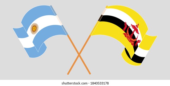 Crossed flags of Brunei and Argentina