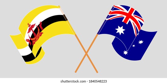 Crossed flags of Brunei and Australia