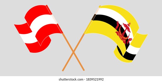 Crossed flags of Brunei and Austria