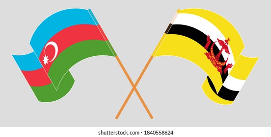 Crossed flags of Brunei and Azerbaijan.