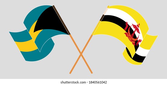 Crossed flags of Brunei and Bahamas