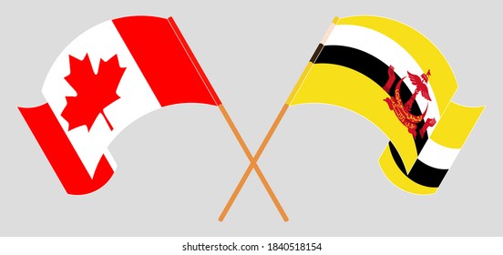 Gekreuzte Flaggen von Brunei und Kanada