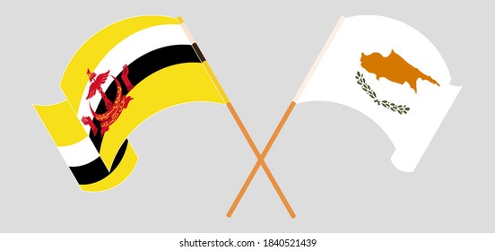 Crossed flags of Brunei and Cyprus