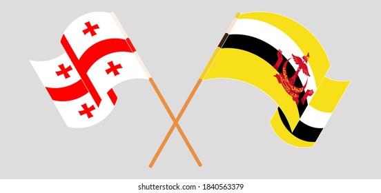 Crossed flags of Brunei and Georgia