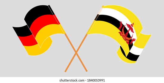 Crossed flags of Brunei and Germany