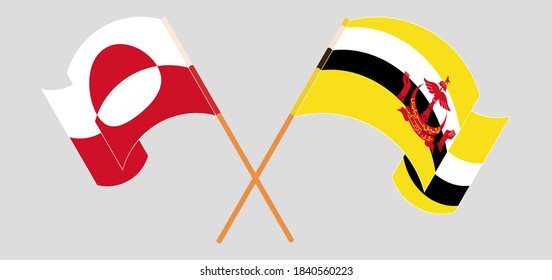 Gekreuzte Flaggen von Brunei und Grönland