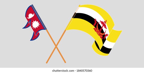 Crossed flags of Brunei and Nepal