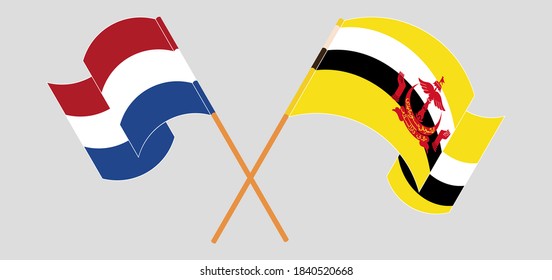 Banderas cruzadas de Brunei y los Países Bajos