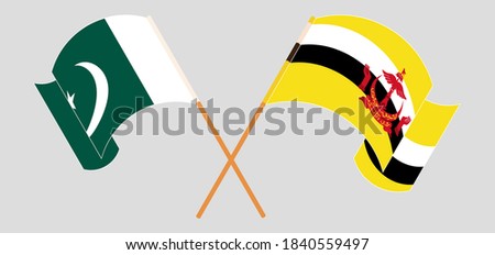 Crossed flags of Brunei and Pakistan