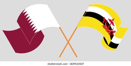  Gekreuzte Flaggen von Brunei und Katar