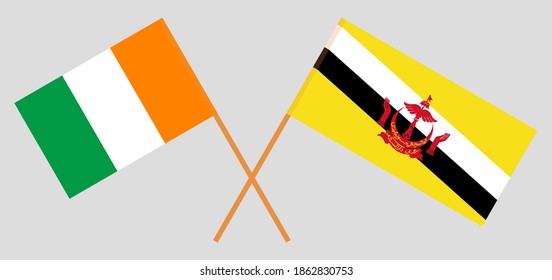 Crossed flags of Brunei and Republic of Ivory Coast