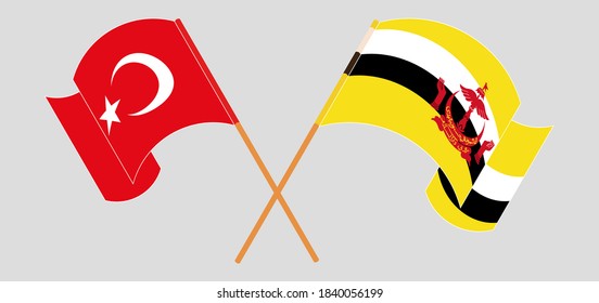 Crossed flags of Brunei and Turkey