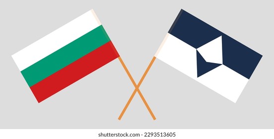 Crossed flags of Bulgaria and Antarctica. Official colors. Correct proportion. Vector illustration
