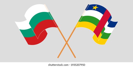 Crossed flags of Bulgaria and Central African Republic. Official colors. Correct proportion