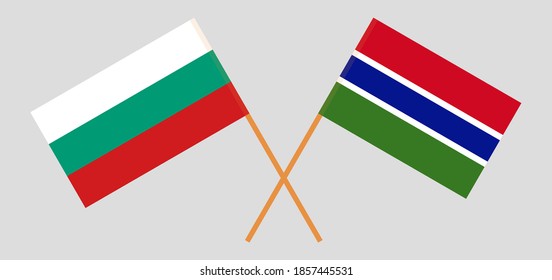 Crossed flags of Bulgaria and the Gambia