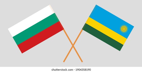Crossed flags of Bulgaria and Rwanda