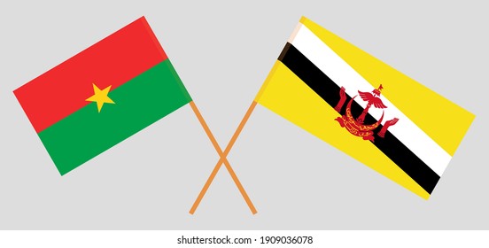 Gekreuzte Flaggen von Burkina Faso und Brunei