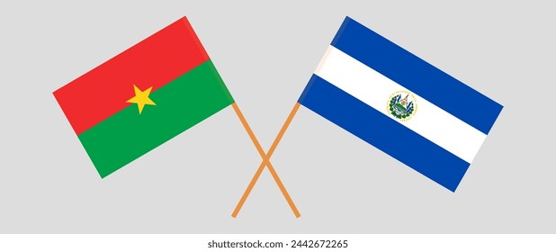 Crossed flags of Burkina Faso and El Salvador. Official colors. Correct proportion. Vector illustration
