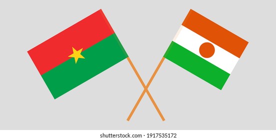 Gekreuzte Flaggen von Burkina Faso und Niger