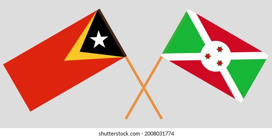  Crossed flags of Burundi and East Timor. Official colors. Correct proportion