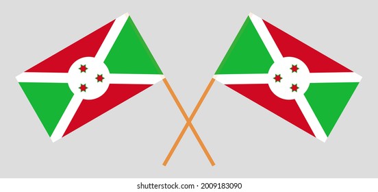 Crossed flags of Burundi. Official colors. Correct proportion