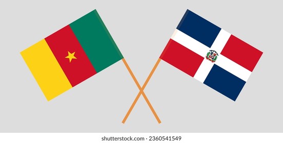 Crossed flags of Cameroon and Dominican Republic. Official colors. Correct proportion. Vector illustration
