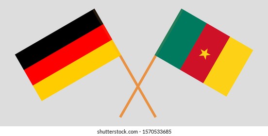 Crossed flags of Cameroon and Germany. Official colors. Correct proportion. Vector illustration
