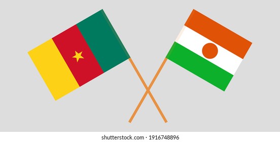Gekreuzte Flaggen Kameruns und Niger