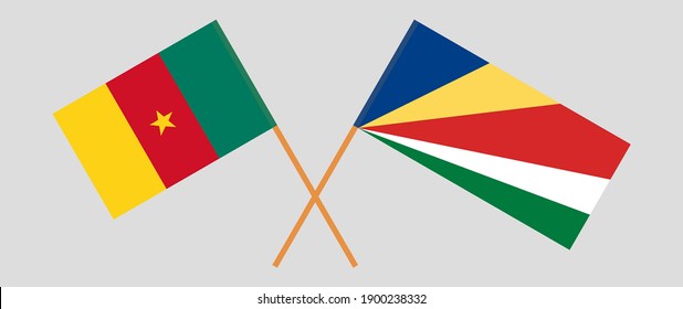 Gekreuzte Flaggen Kameruns und der Seychellen