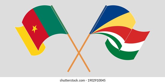 Gekreuzte Flaggen Kameruns und der Seychellen