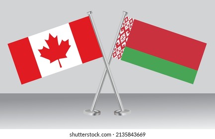 Crossed flags of Canada and Belarus. Official colors. Correct proportion. Banner design