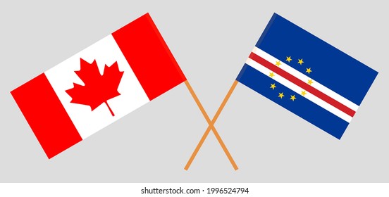 Crossed flags of Canada and Cape Verde. Official colors. Correct proportion