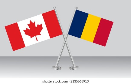 Crossed flags of Canada and Chad. Official colors. Correct proportion. Banner design