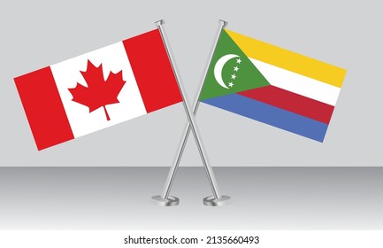 Crossed flags of Canada and Comoros. Official colors. Correct proportion. Banner design