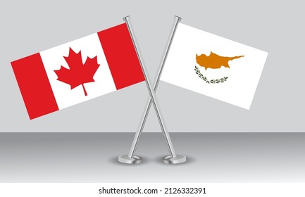 Crossed flags of Canada and Cyprus. Official colors. Correct proportion. Banner design