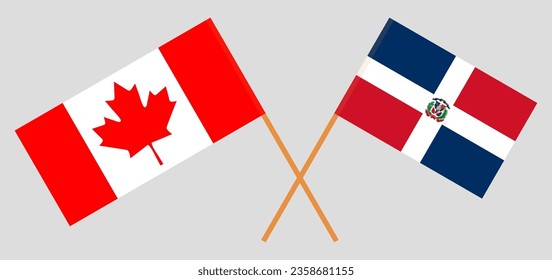 Crossed flags of Canada and Dominican Republic. Official colors. Correct proportion. Vector illustration
