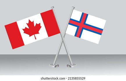 Crossed flags of Canada and Faroe Islands. Official colors. Correct proportion. Banner design