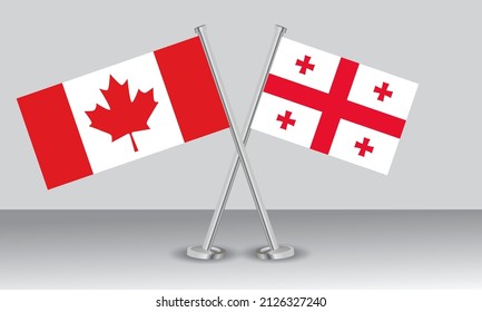 Crossed flags of Canada and Georgia. Official colors. Correct proportion. Banner design