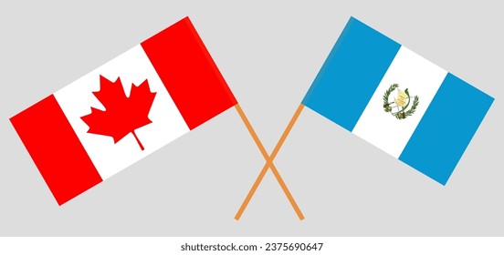 Crossed flags of Canada and Guatemala. Official colors. Correct proportion