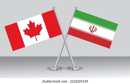 Gekreuzte Flaggen von Kanada und Iran. Offizielle Farben. Richtiger Anteil. Banner-Design